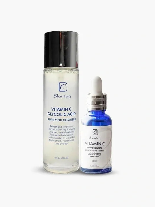 Vitamin C Glycolic Acid Facial Cleanser and Vitamin C Serum Front Packet